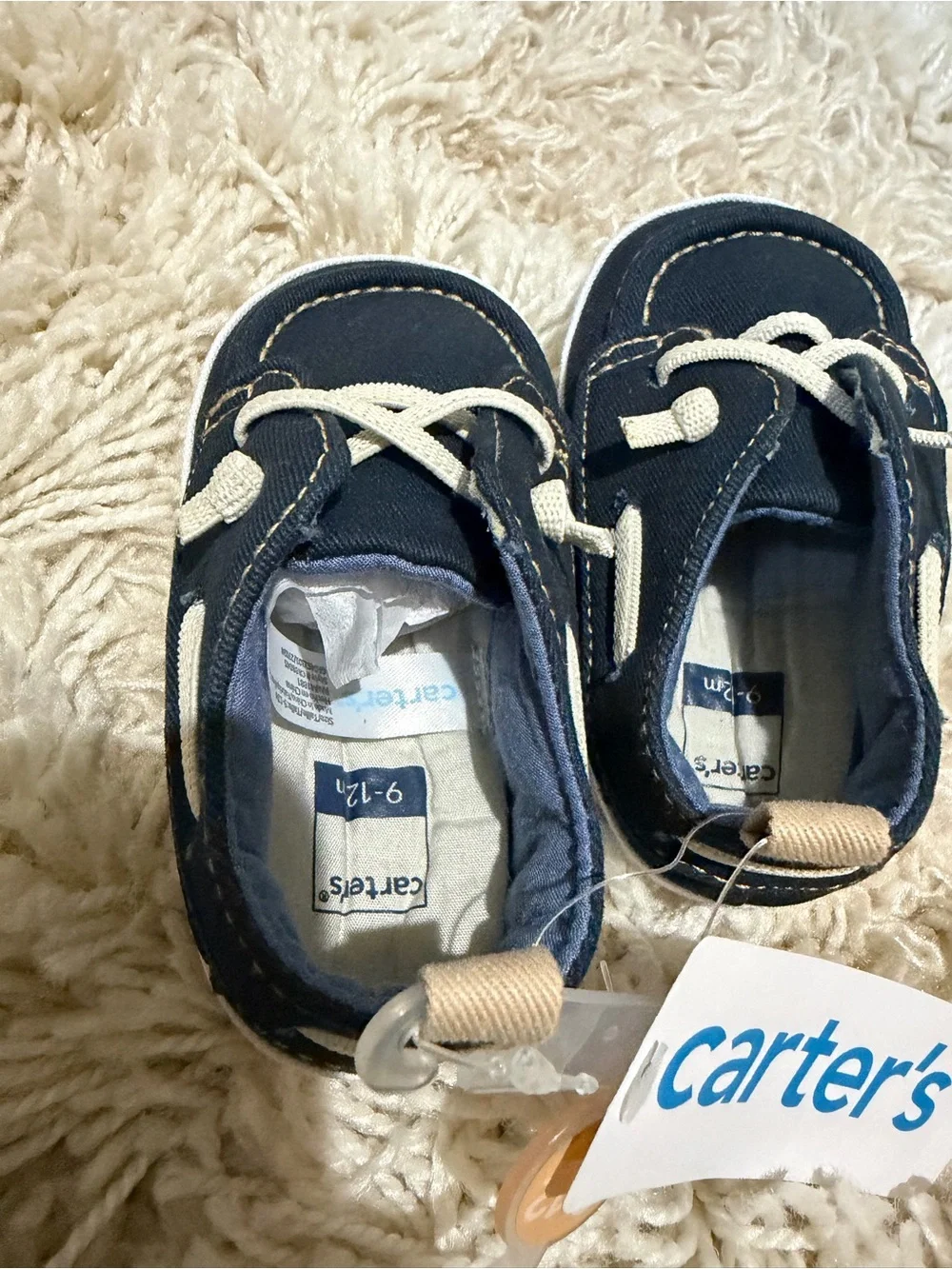 Carter's Navy and Cream Canvas Slip-On Boat Shoes for Baby